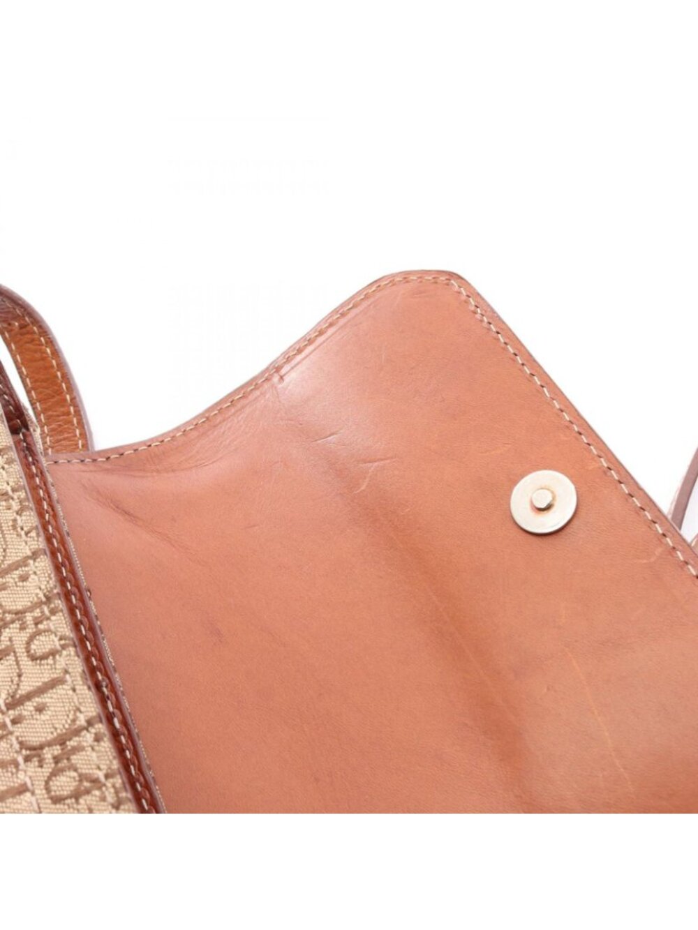Dior Dio Shoulder Bag Street Chic Trotter Beige Brown Canvas Leather - Picture 10 of 11